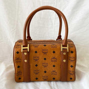 MCM Brown Visetos Leather Boston Bag - BOPF | Business of Preloved Fashion