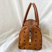 MCM Brown Visetos Leather Boston Bag - BOPF | Business of Preloved Fashion