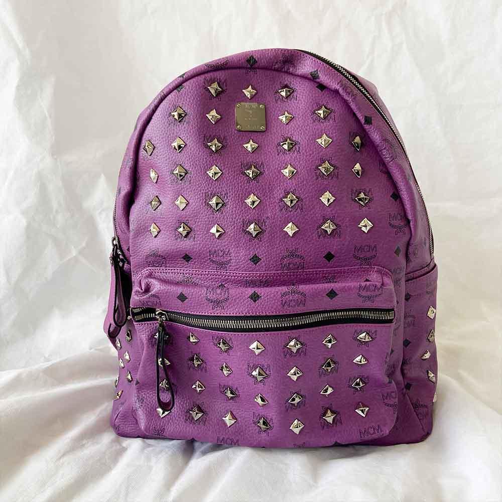 MCM Visetos Large Sprinkle Stud Stark Backpack Purple - BOPF | Business of Preloved Fashion