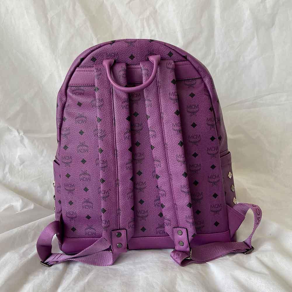 MCM Visetos Large Sprinkle Stud Stark Backpack Purple - BOPF | Business of Preloved Fashion