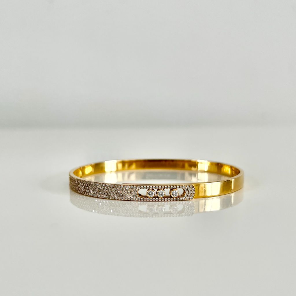 Messika Move Noa yellow gold pavé diamond bangle bracelet - BOPF | Business of Preloved Fashion
