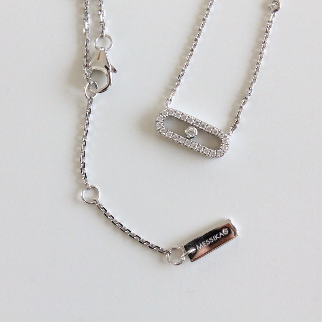 Messika Move Uno Pavé Diamond Necklace in 18kt White Gold - BOPF | Business of Preloved Fashion