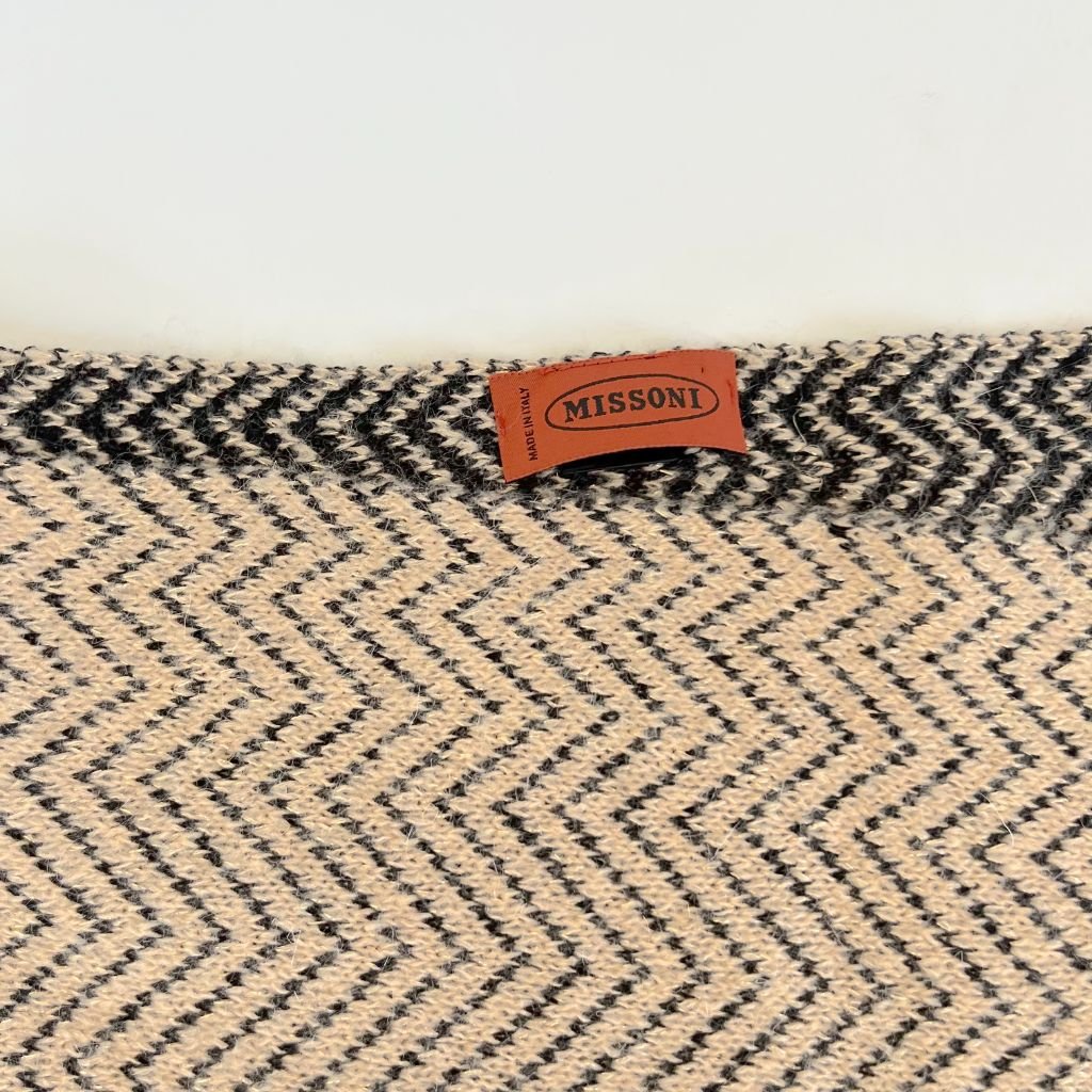 Missoni Zig Zag Knit Brown Wool Scarf with Tassels - BOPF | Business of Preloved Fashion