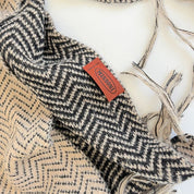 Missoni Zig Zag Knit Brown Wool Scarf with Tassels - BOPF | Business of Preloved Fashion
