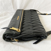 Miu Miu black leather matelasse fold over clutch bag - BOPF | Business of Preloved Fashion