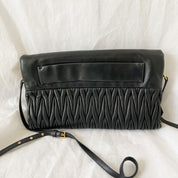 Miu Miu black leather matelasse fold over clutch bag - BOPF | Business of Preloved Fashion