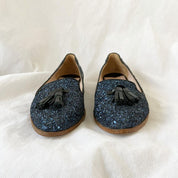 Miu Miu Blue Glitter Smoking Loafer, 37.5 - BOPF | Business of Preloved Fashion