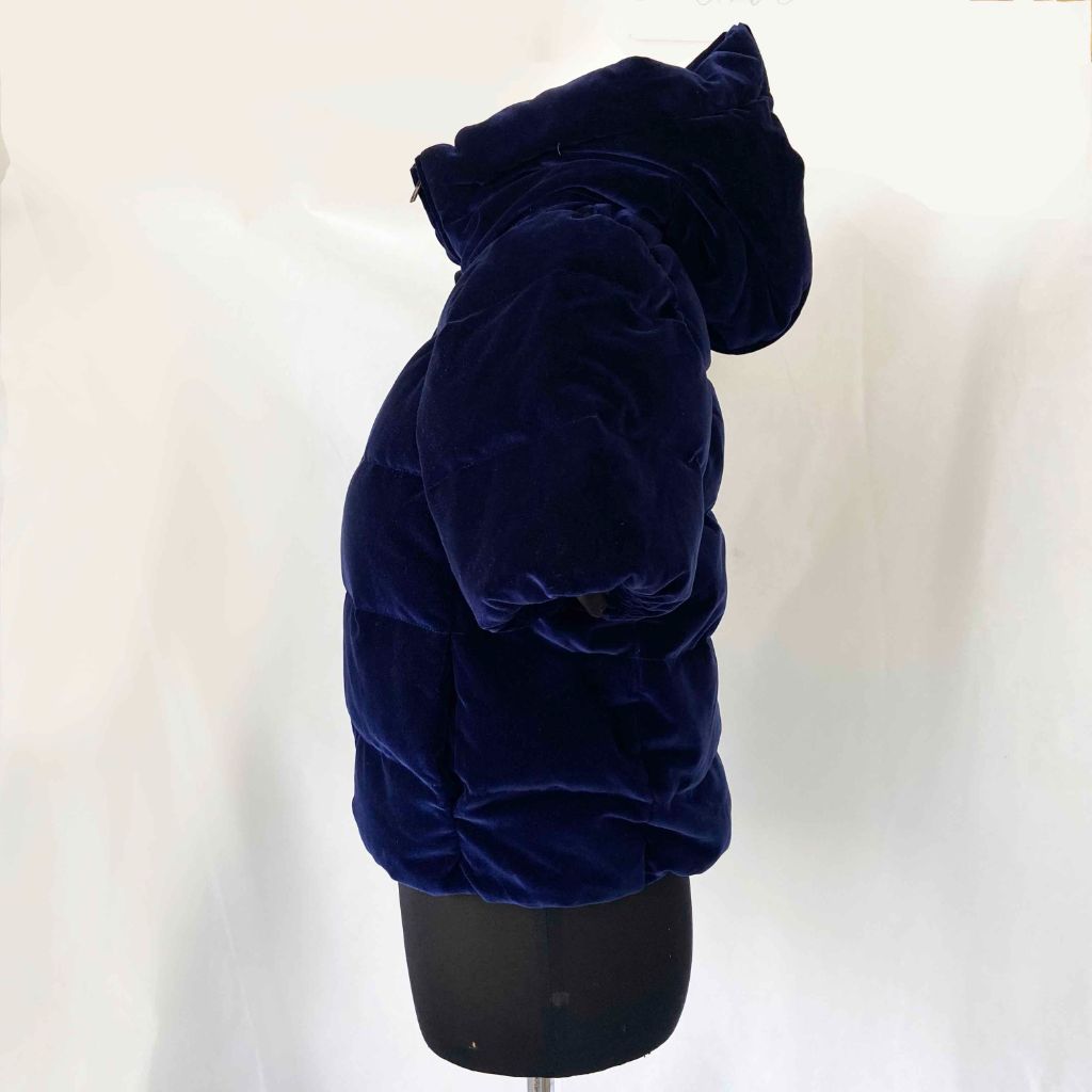 Miu Miu Navy Blue Velvet Hooded Jacket - BOPF | Business of Preloved Fashion