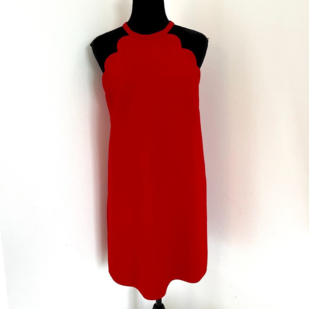 Miu Miu Scalloped Red Halter Cady Dress BOPF Business of Preloved Fashion