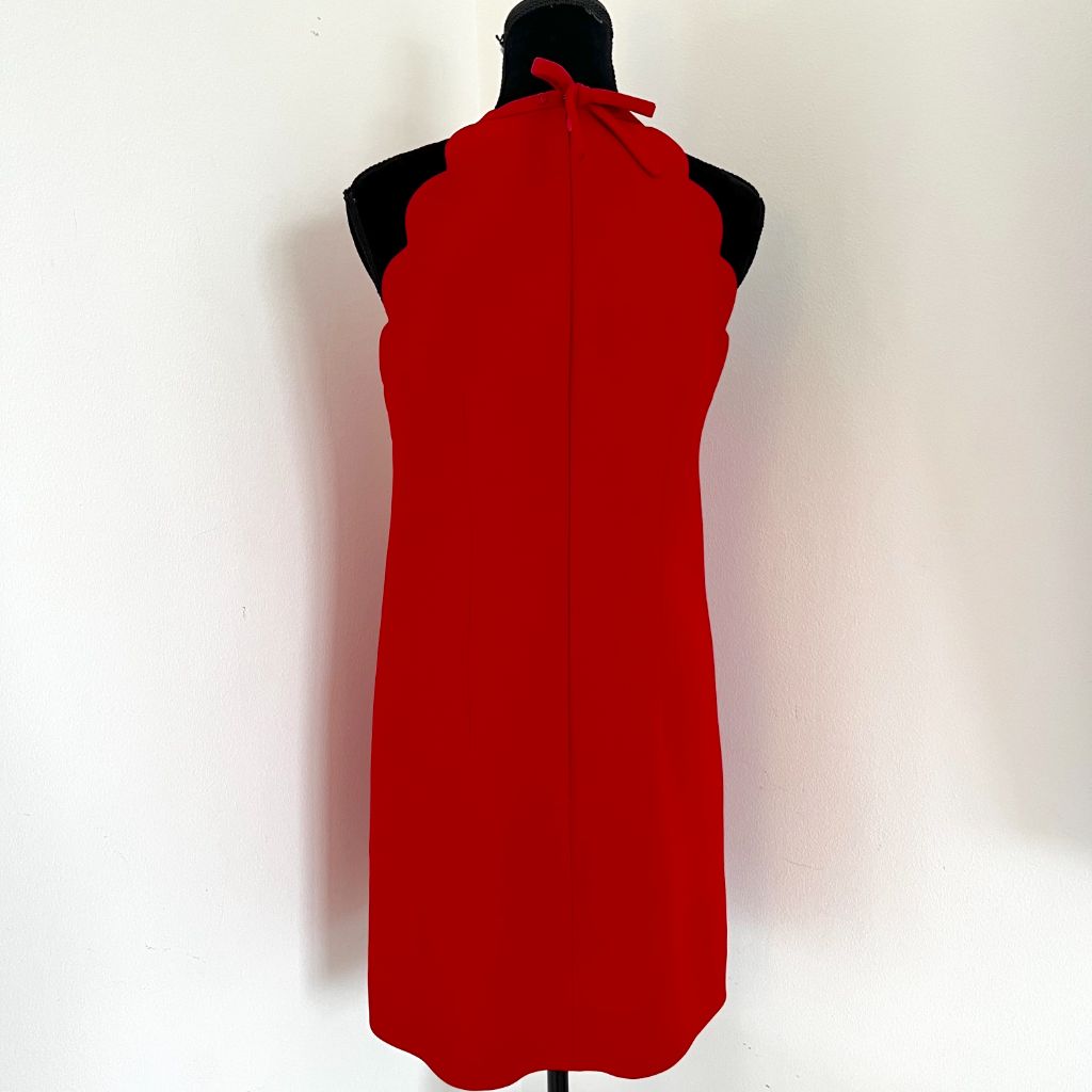 Miu Miu Scalloped Red Halter Cady Dress - BOPF | Business of Preloved Fashion Miu Miu Scalloped Red Halter Cady Dress - BOPF | Business of Preloved Fashion