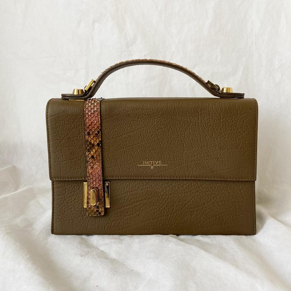 Native Glitzy Python-Print Leather Brown Bag - BOPF | Business of Preloved Fashion