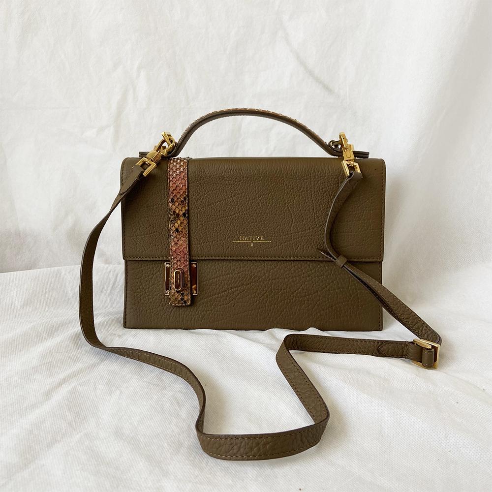 Native Glitzy Python-Print Leather Brown Bag - BOPF | Business of Preloved Fashion