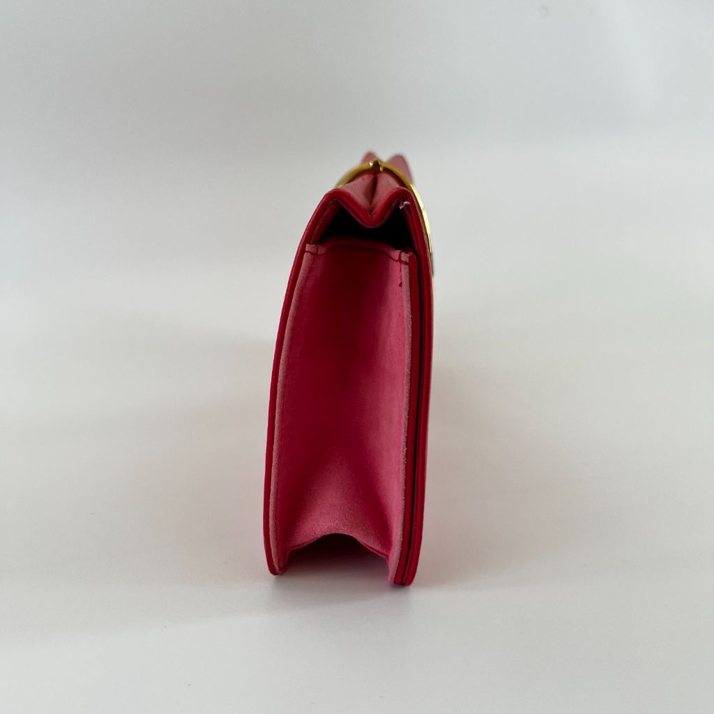 Nina Ricci Red Long Clutch With Gold Metal Detail - BOPF | Business of Preloved Fashion