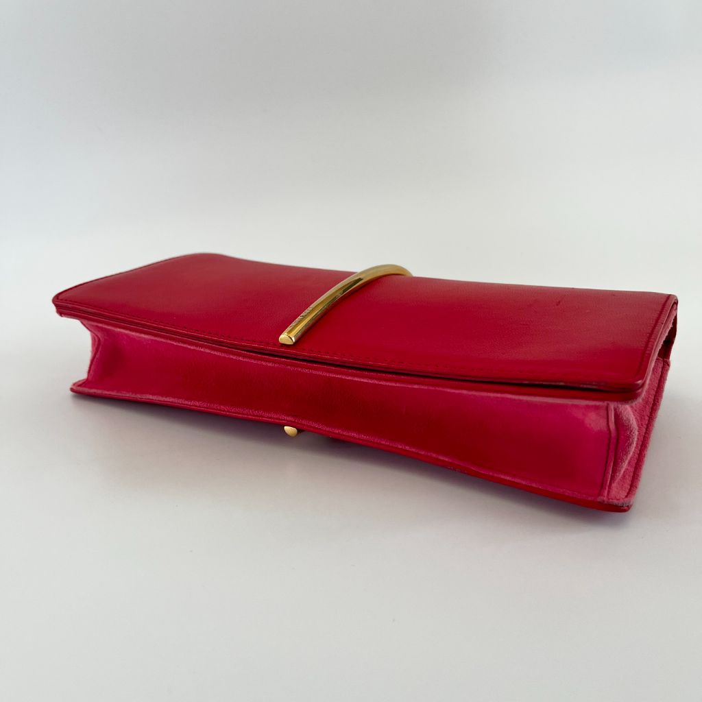 Nina Ricci Red Long Clutch With Gold Metal Detail - BOPF | Business of Preloved Fashion