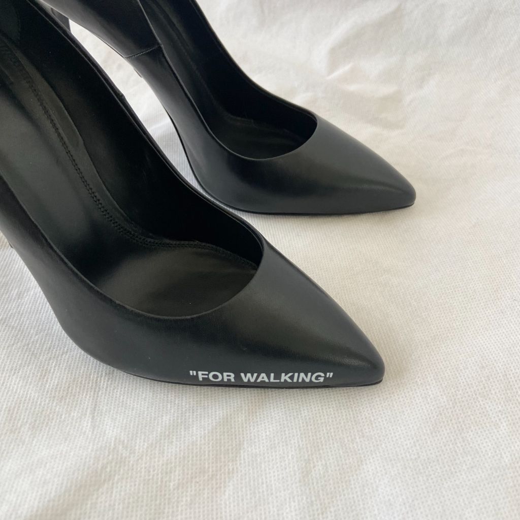 Off-White Black Leather For Walking Pointed Toe Pumps, 37 - BOPF | Business of Preloved Fashion