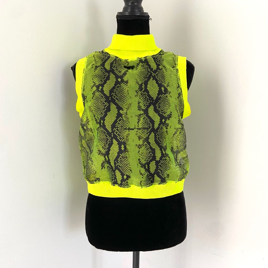 Off-White neon yellow snakeskin print sleeveless top - BOPF | Business of Preloved Fashion