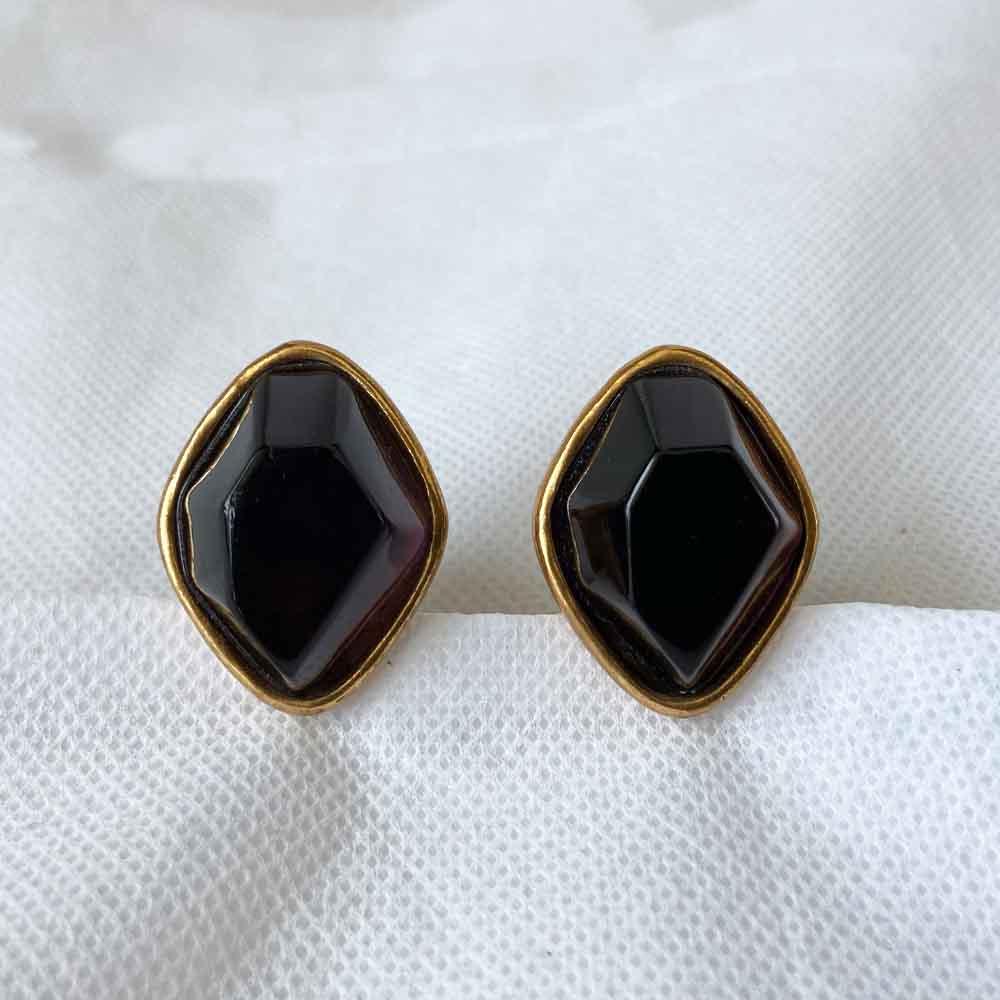 Oscar De La Renta Dark Violet Stone Clip-on Large Earring - BOPF | Business of Preloved Fashion