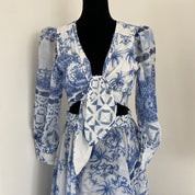 Patbo Blue Amalfi Chiffon maxi skirt with matching long sleeve to - BOPF | Business of Preloved Fashion