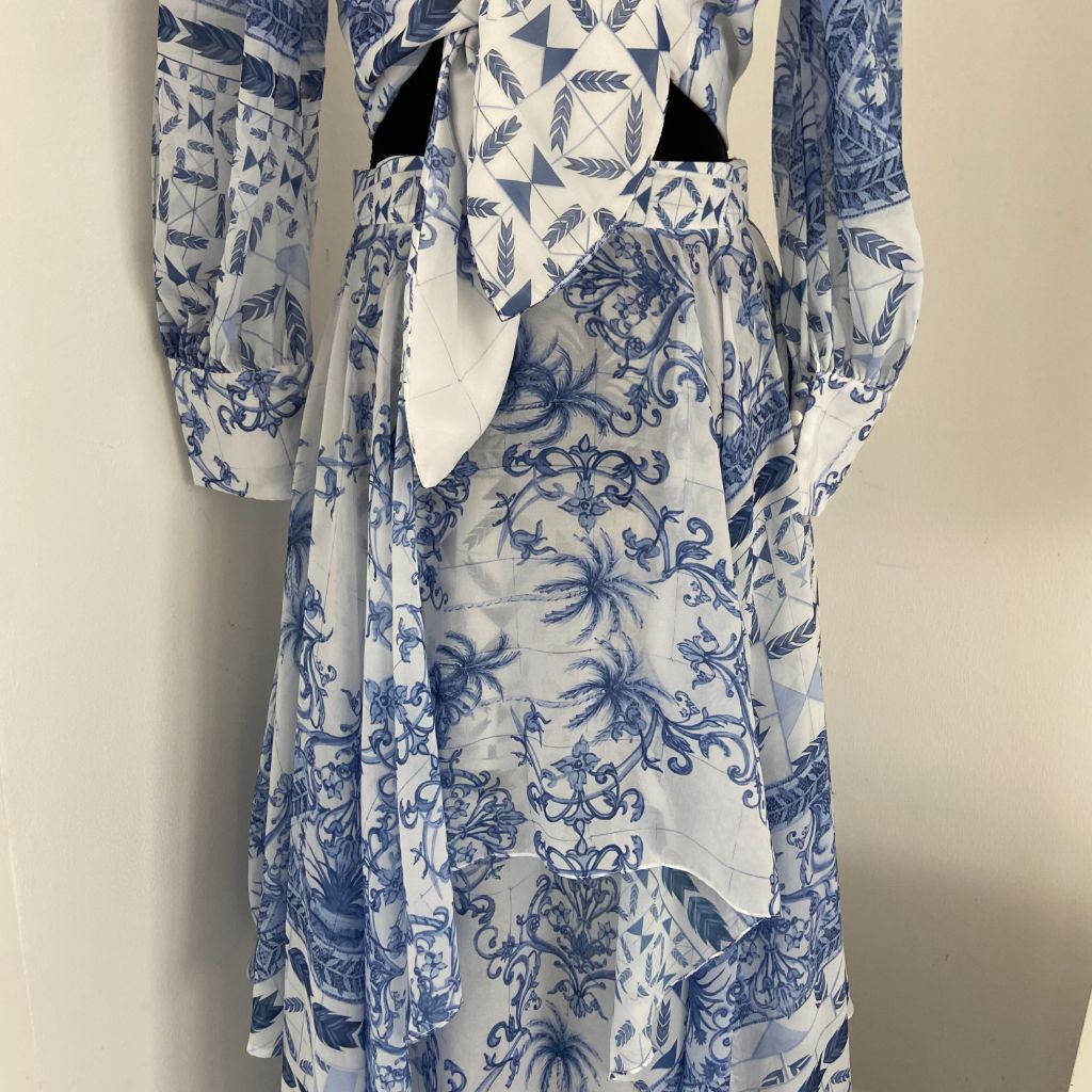 Patbo Blue Amalfi Chiffon maxi skirt with matching long sleeve to - BOPF | Business of Preloved Fashion