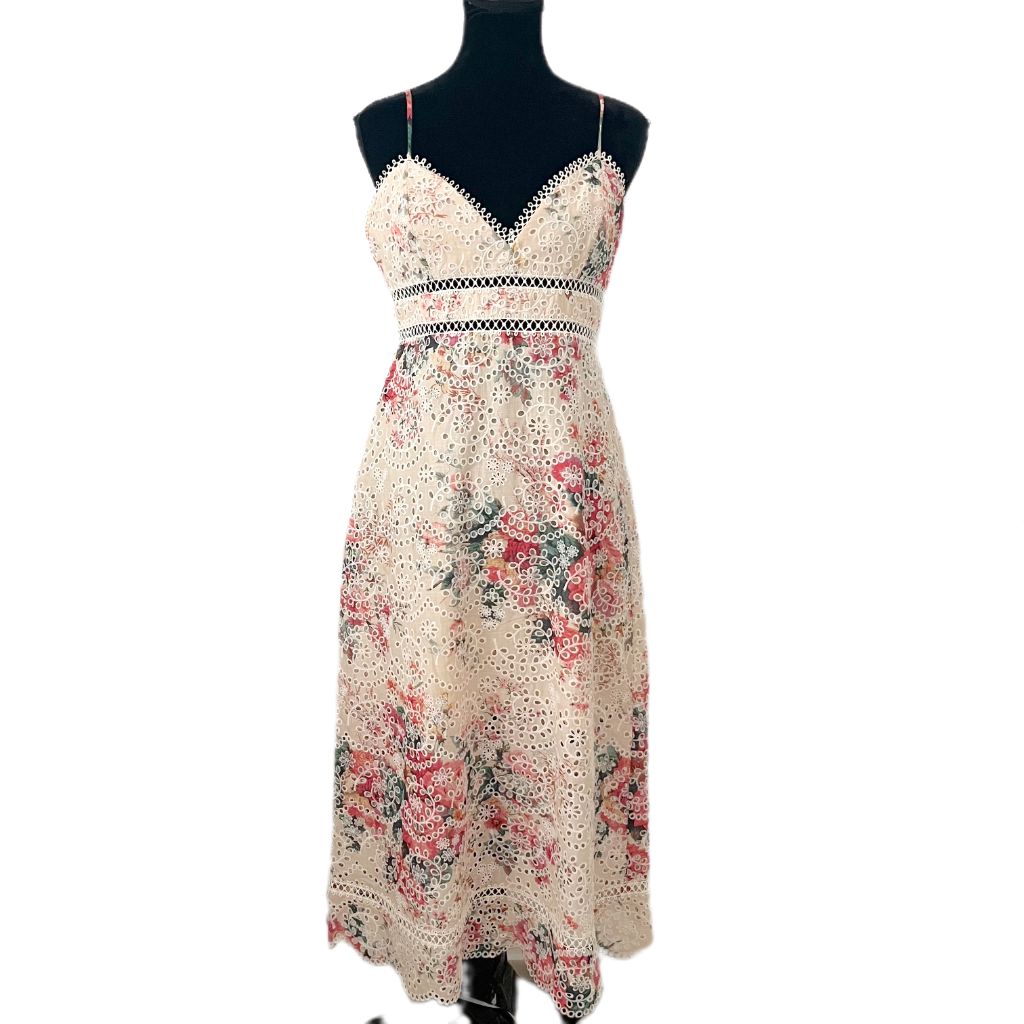 Zimmermann floral printed strappy eyelit midi dress