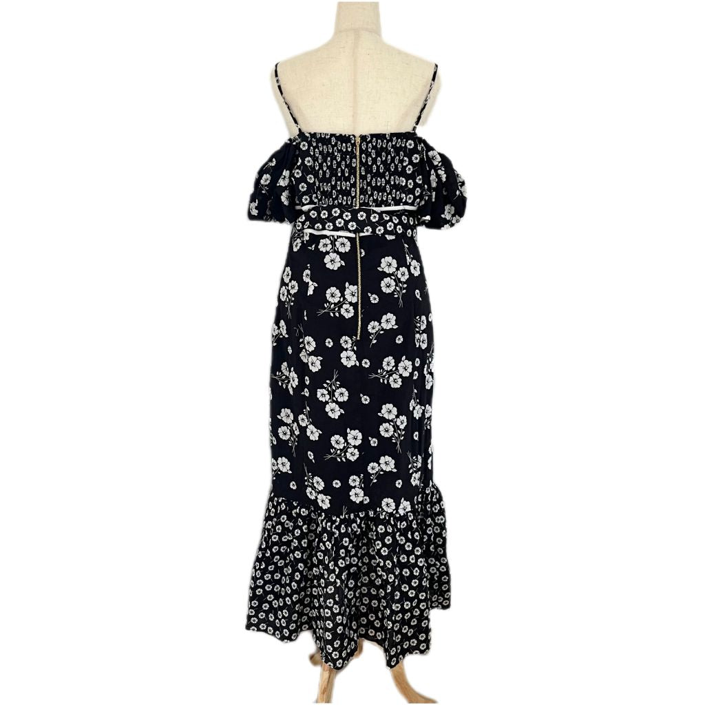 Alice McCall black and white floral off-shoulder dress