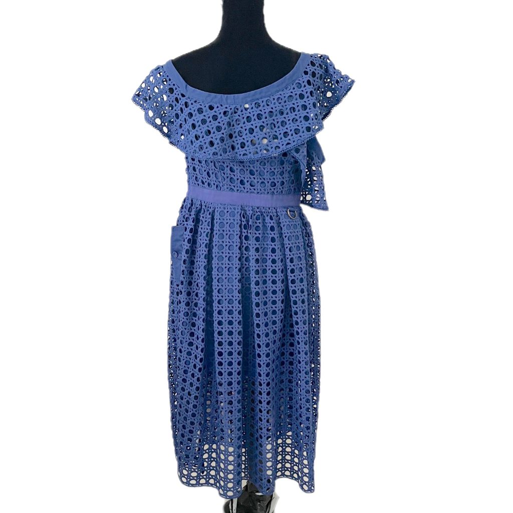 Self-portrait blue crochet dress