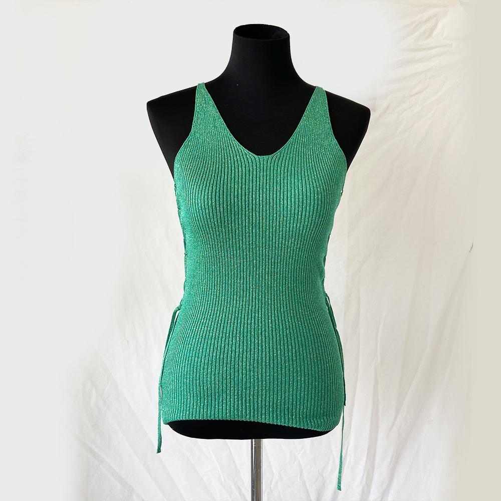 Pinko green drawstring detail knitted top - BOPF | Business of Preloved Fashion