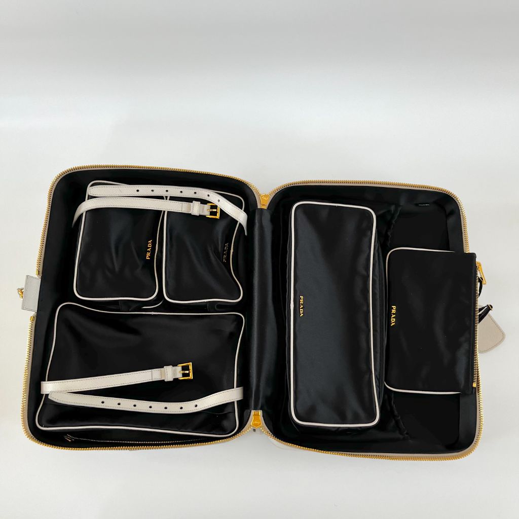 Prada Beige Leather Weekender Top Handle Bag - BOPF | Business of Preloved Fashion