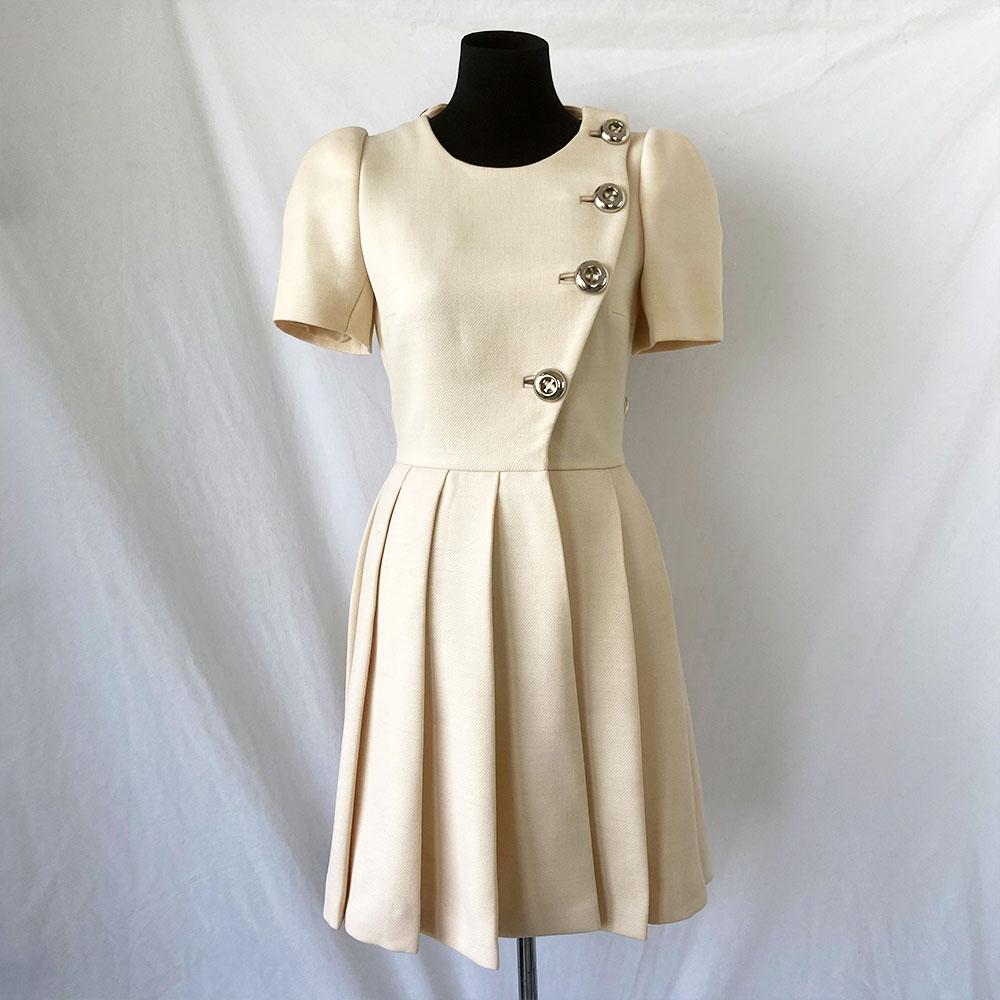 mini prada dress Prada Beige Pleated Mini Dress - BOPF