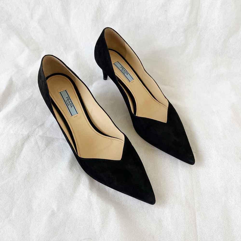 Prada black suede pointed toe, 36.5 - BOPF | Business of Preloved Fashion