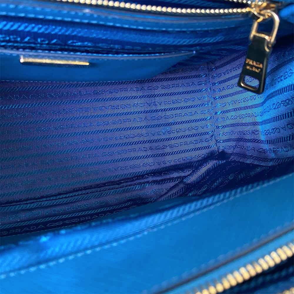 Prada Blue Bicolor Saffiano Lux Leather Medium Galleria Double Zip Tote - BOPF | Business of Preloved Fashion