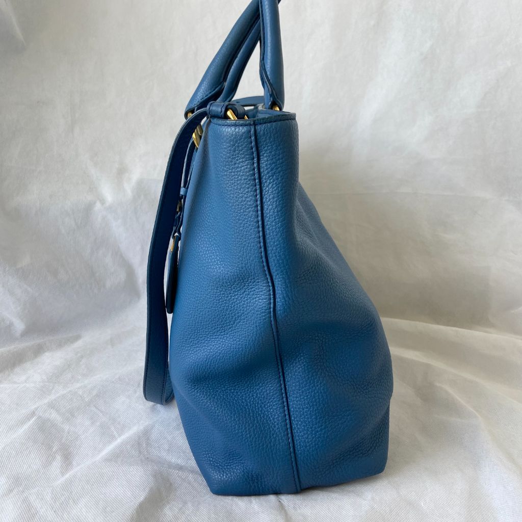 Prada Blue Leather Tote Bag - BOPF | Business of Preloved Fashion