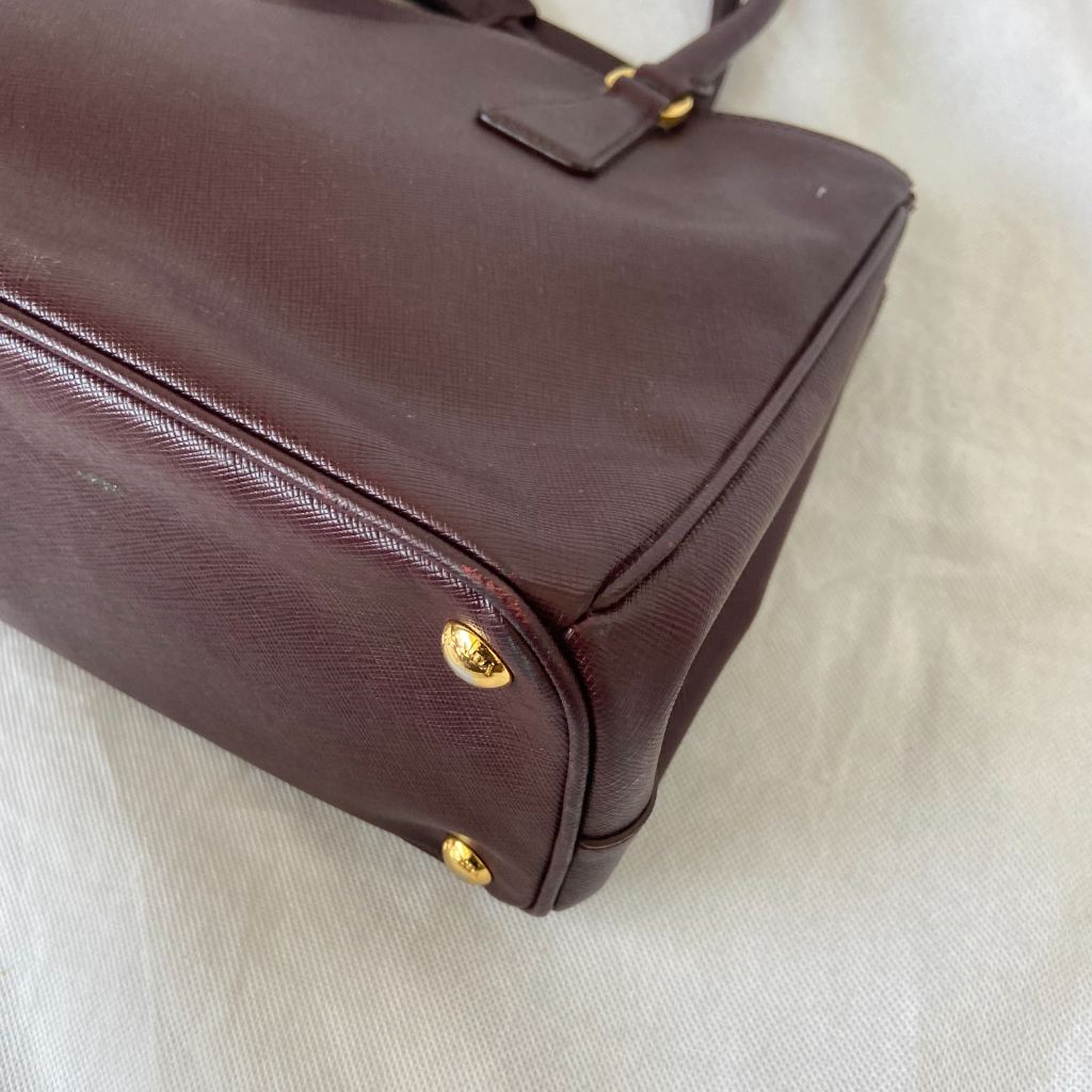 Prada Saffiano Lux Textured-leather Shoulder Bag - Burgundy