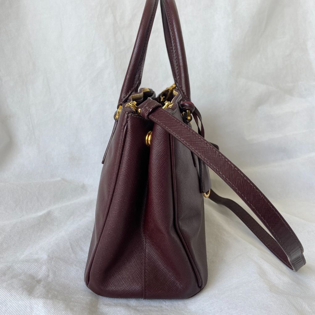 Prada Tessuto Saffiano Tote Bag - Burgundy Totes, Handbags