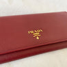 Prada burgundy Vitello Leather Flap Continental Wallet - BOPF | Business of Preloved Fashion