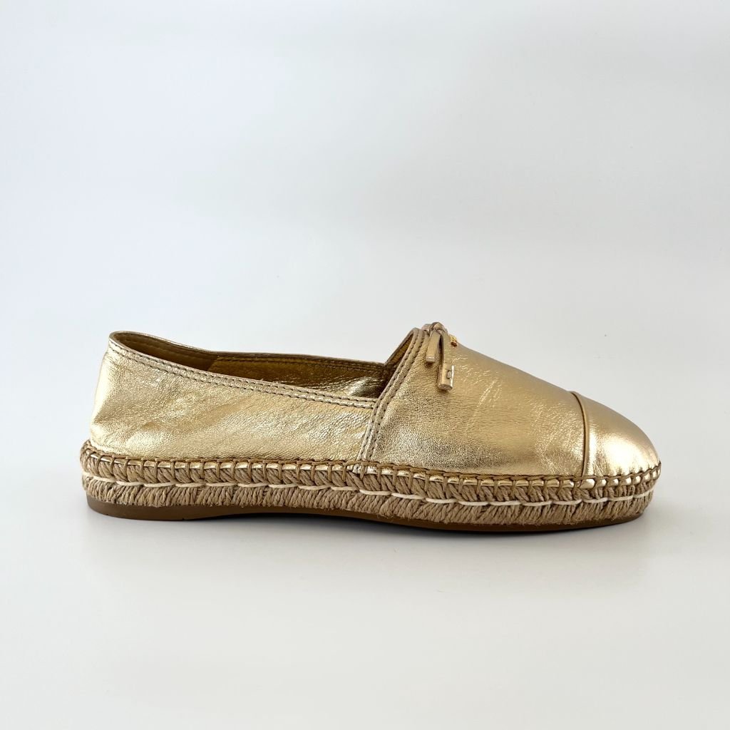 Prada gold leather round toe espadrilles, 39 - BOPF | Business of Preloved Fashion