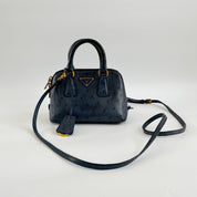 Prada navy blue ostrich leather micro top handle bag - BOPF | Business of Preloved Fashion