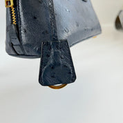 Prada navy blue ostrich leather micro top handle bag - BOPF | Business of Preloved Fashion