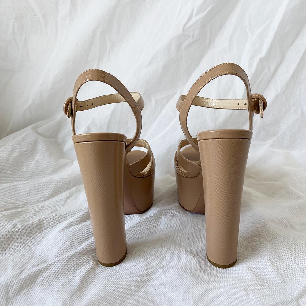 Prada Nude Leather Platform Sandal Heels, 40 - BOPF | Business of Preloved Fashion