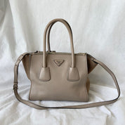 Prada Nude Leather Twin Pocket Double Handle Tote Bag - BOPF | Business of Preloved Fashion