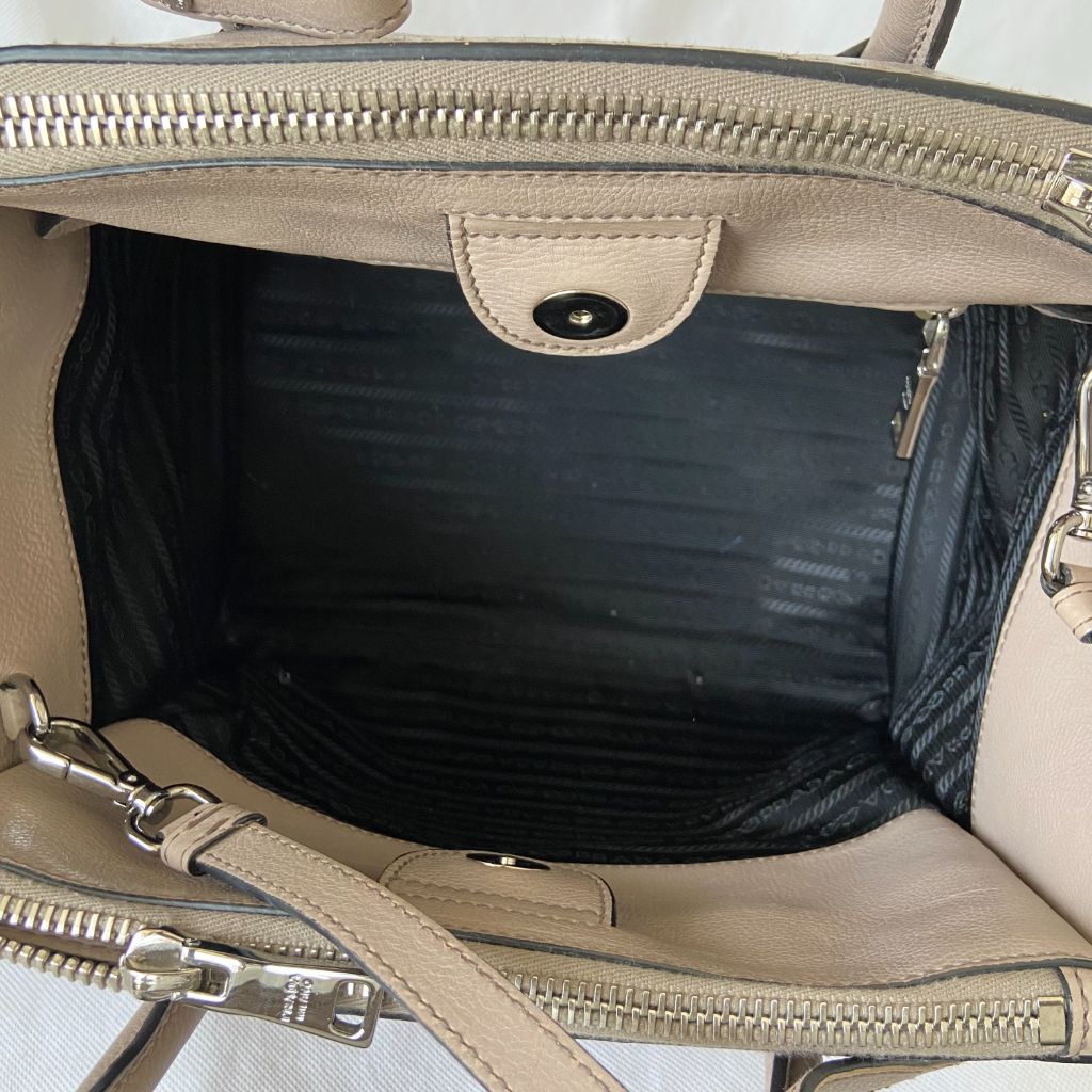 Prada Nude Leather Twin Pocket Double Handle Tote Bag - BOPF | Business of Preloved Fashion