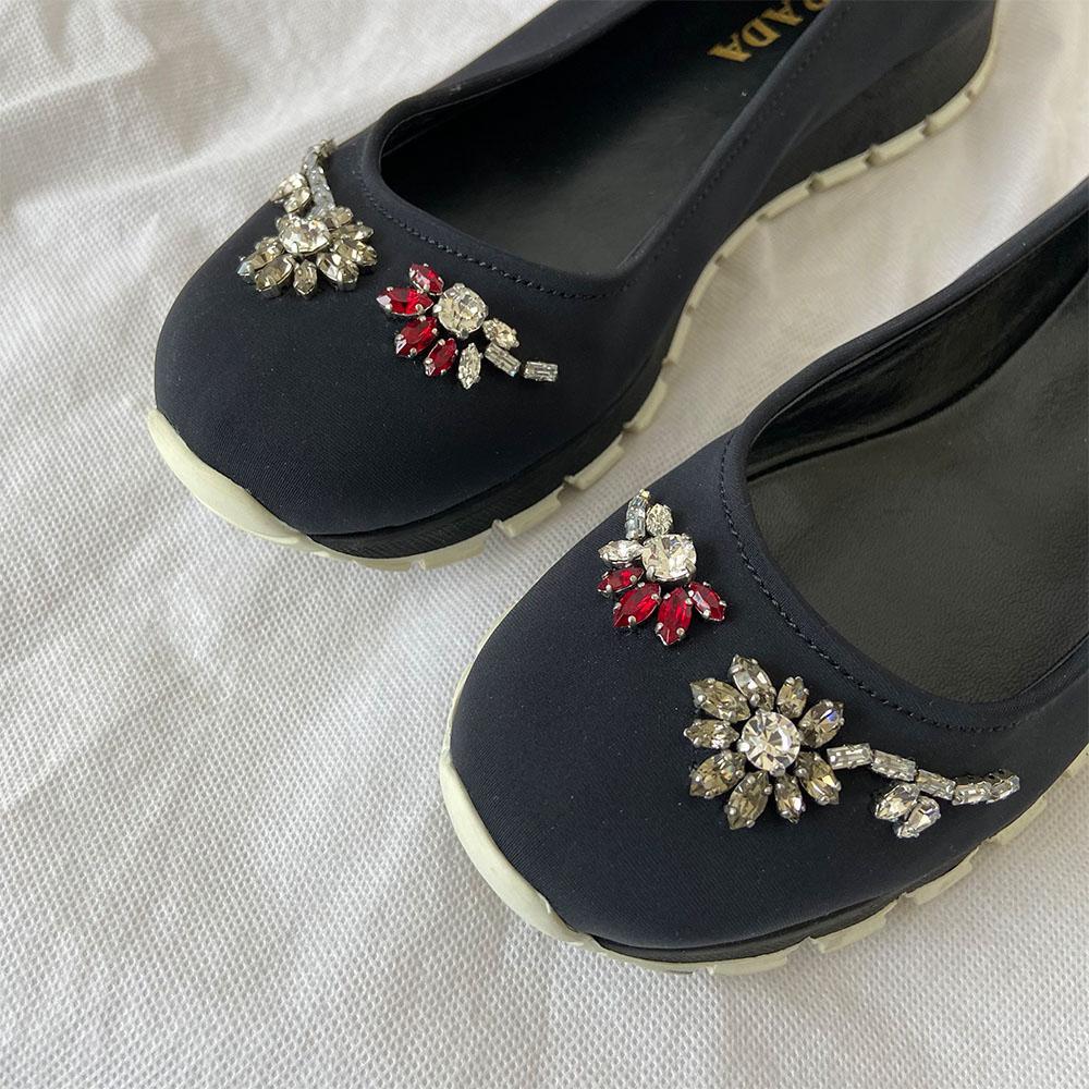 Prada nylon crystal ballerina, 38 - BOPF | Business of Preloved Fashion