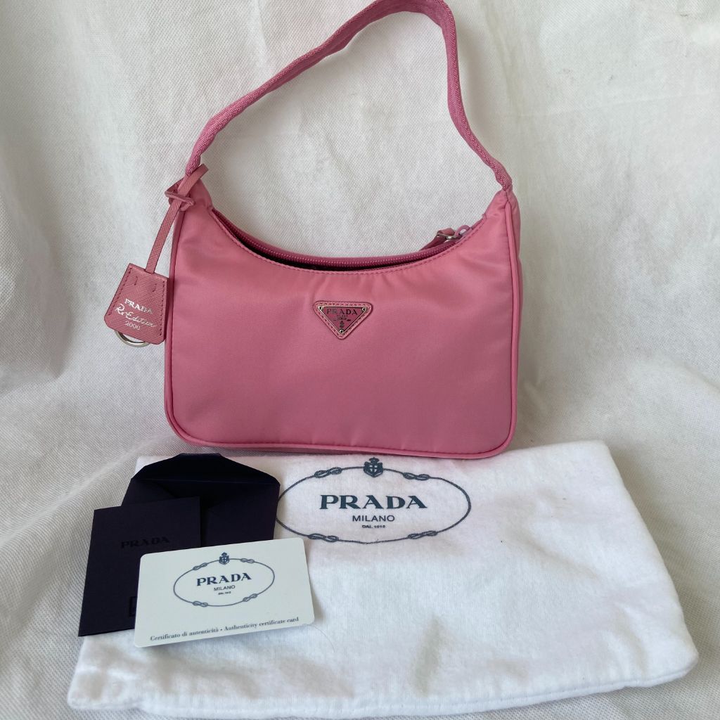 Pink Prada Mini Tessuto Re Edition 2000 Baguette