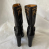 Ralph Lauren Black Leather Gold Embroidered Boots, 37 - BOPF | Business of Preloved Fashion