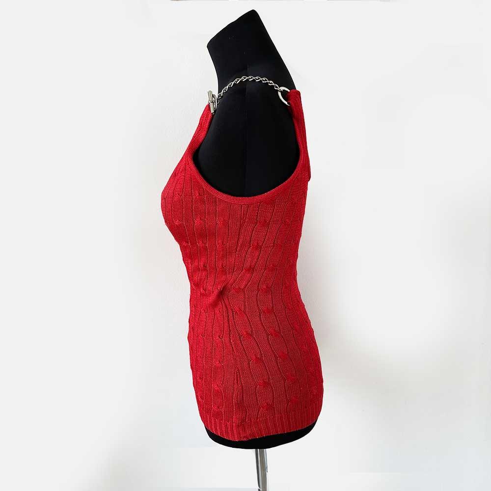 Ralph Lauren red knitted sleevless top - BOPF | Business of Preloved Fashion