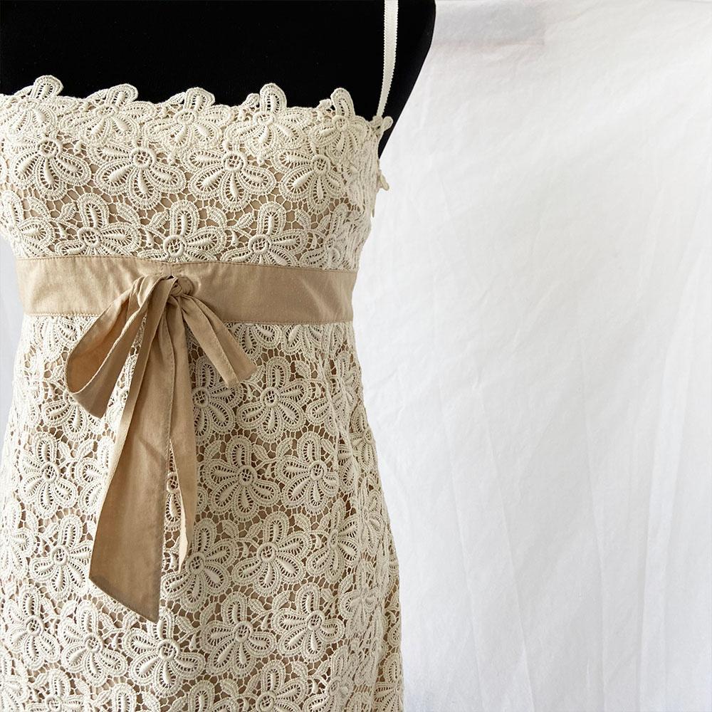 Red Valentino beige lace strappy dress with bow - BOPF | Business of Preloved Fashion