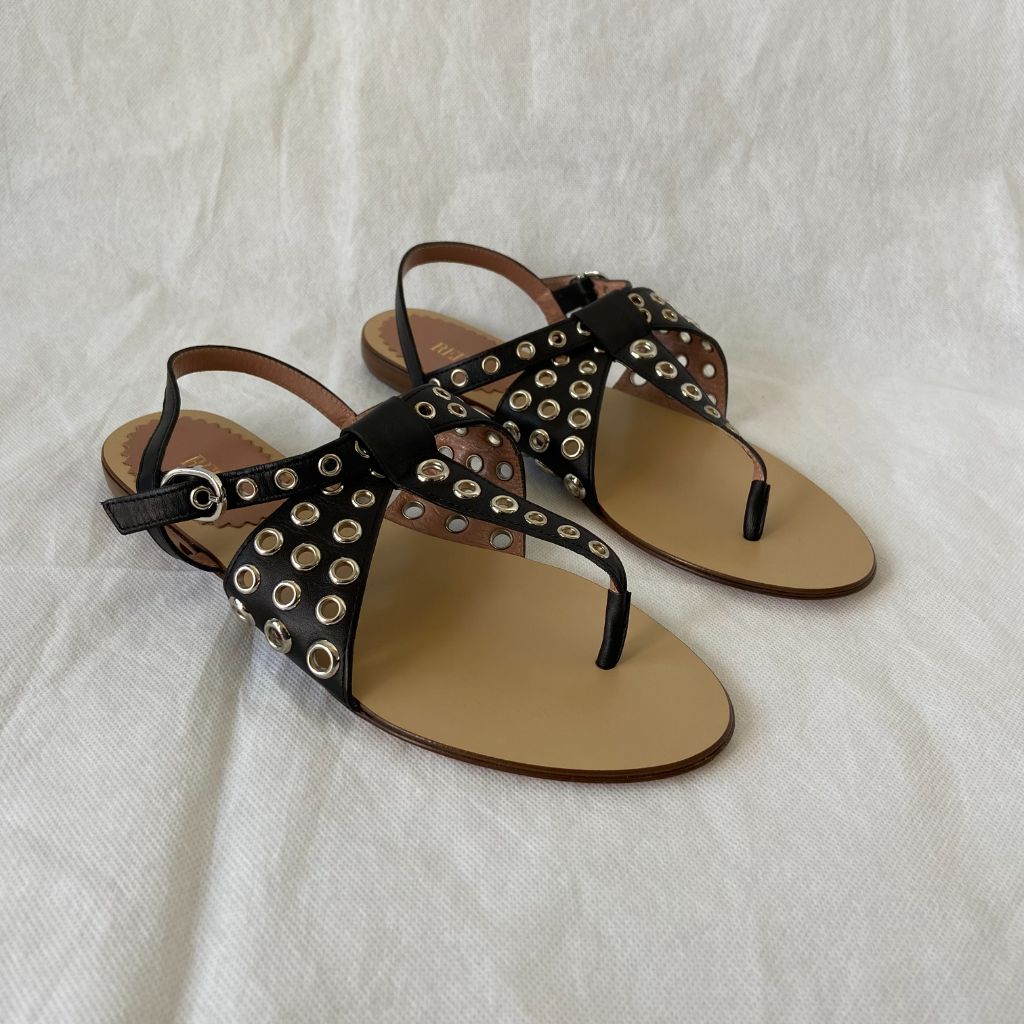 Red Valentino Black Thong Sandals, 39 - BOPF | Business of Preloved Fashion