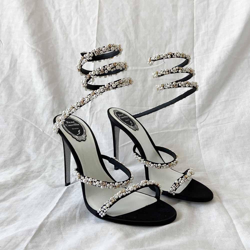 Rene Caovilla Bettie embellished suede sandals, 41 - BOPF | Business of Preloved Fashion