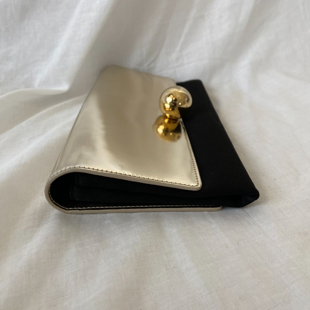 Roger Vivier gold and black satin flap clutch - BOPF | Business of Preloved Fashion