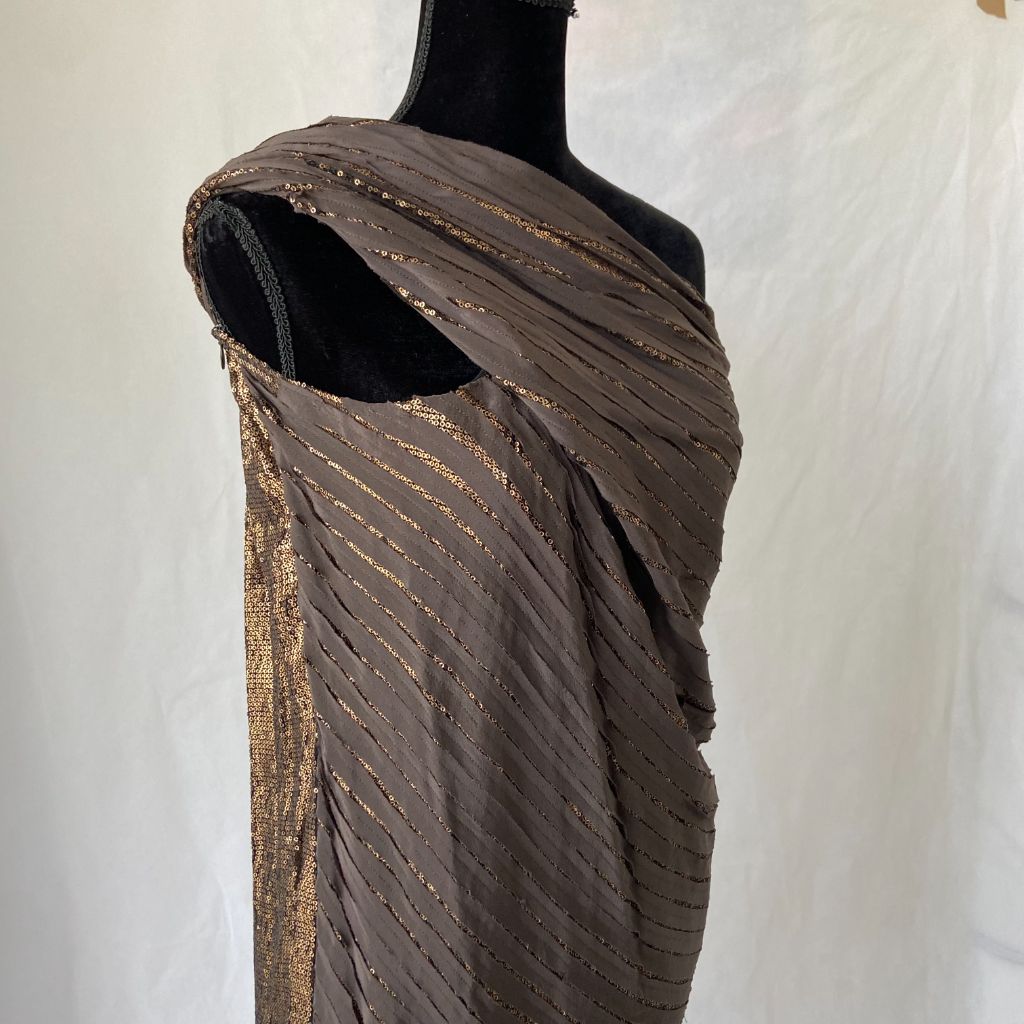 Sachin & Babi brown one shoulder sequin pleated dress - BOPF | Business of Preloved Fashion